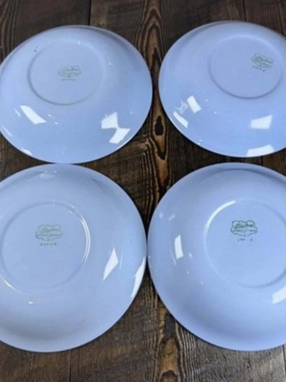 Set of 4 Homer Laughlin Skytone Blue 7.5” Soup Bowl Stardust Blue MCM Leaves